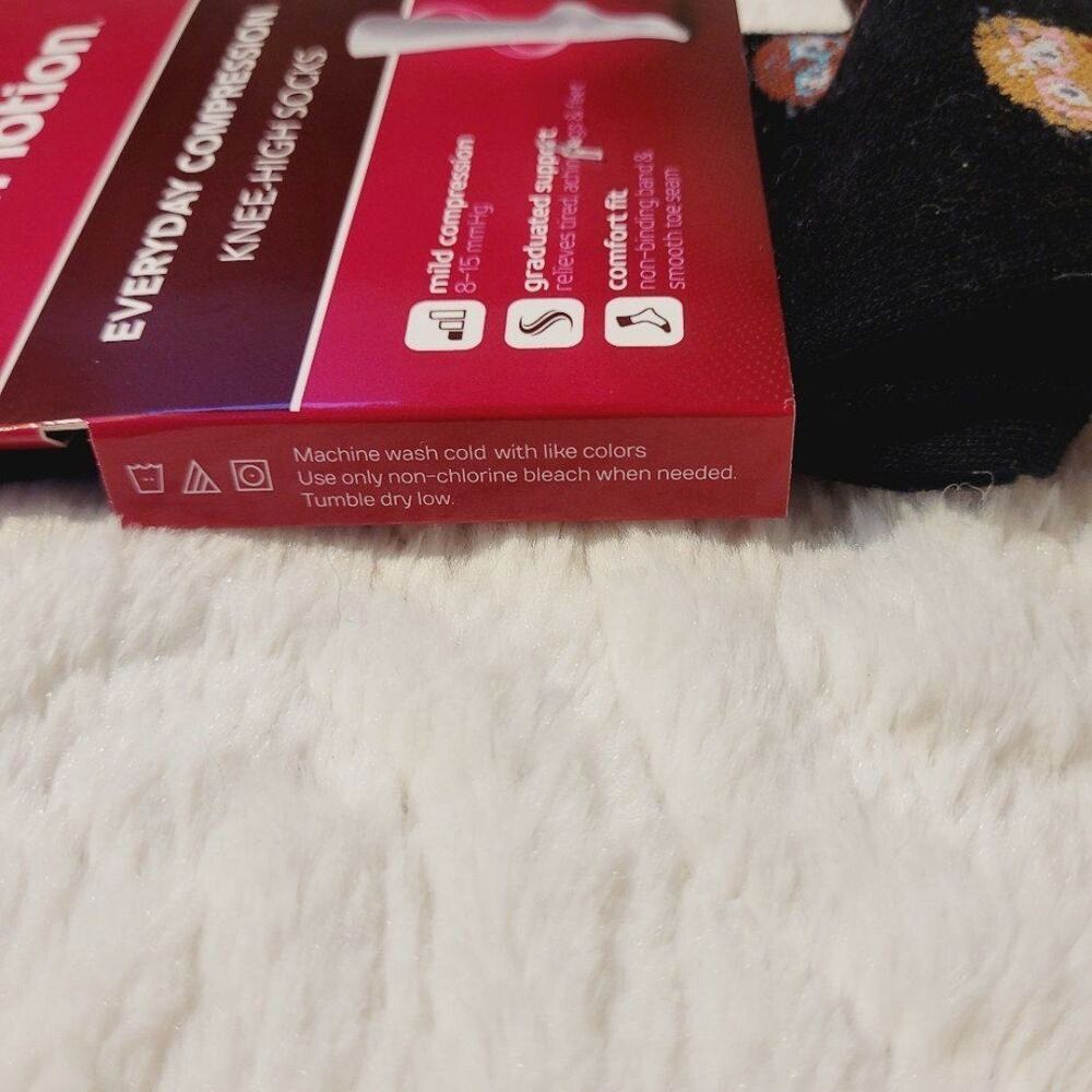 Dr Motion Cats In Glasses Mild Compression Knee Socks Size 9-11 Shoe 4-10 New - Picture 6 of 10